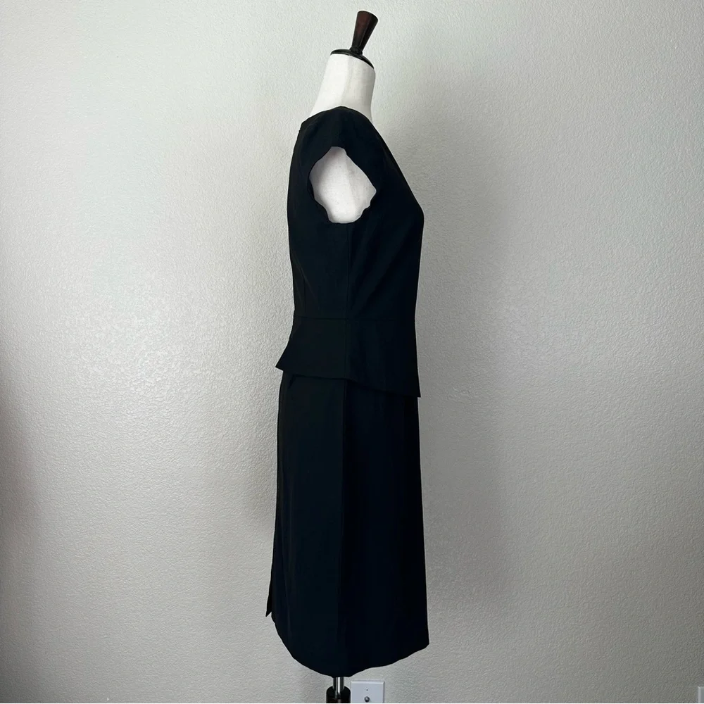 J. Crew Wool Blend Black Peplum Waist Dress, Size 4